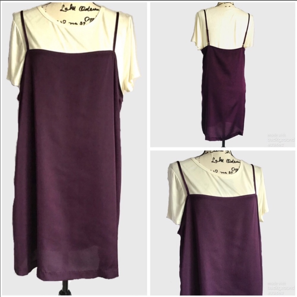 Kensie Purple Medium Layered Slip  Dress